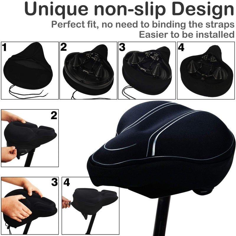 DAWAY Memory Foam Bike Seat Cover - C3 Extra Soft Pad Most Comfortable Exercise Bike Saddle Cushion for Women Men, Fit for Peloton, Stationary, Indoor Bicycles, Mountain, Road Outdoor Bycicle - Image 5